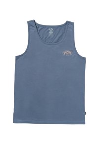 Canotta in cotone blu con scollatura rotonda, caratterizzata da un piccolo logo ricamato sul lato sinistro del petto e un orlo dritto.