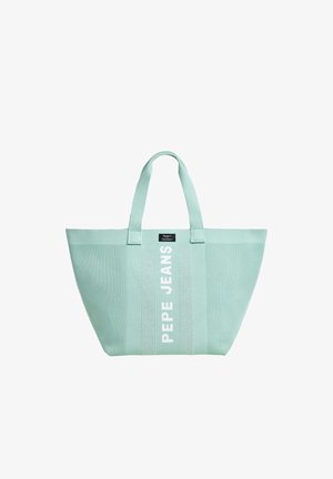 Lys mintgrøn tote bag med mesh-paneler, dobbelte håndtag og fed hvid "PEPE JEANS" tekst henover fronten.