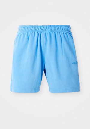 Lyseblå bomullsshorts med elastisk midje, designet med en avslappet passform. Har dobbeltsydde nederdeler og et lite logodesign.