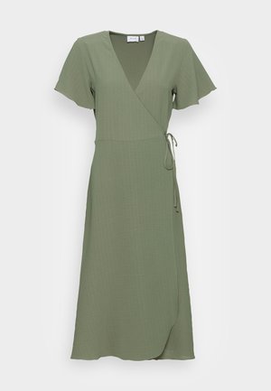 VILA VILOVIE WRAP MIDI DRESS - Kasdienė suknelė - four leaf clover