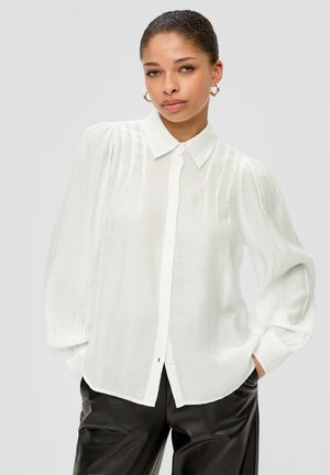 Witte overhem shirt met een kraag en lange, luchtige mouwen. Gemaakt van lichtgewicht, iets gestructureerde stof.