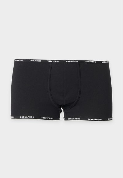 Boxer noir avec logo blanc "DSQUARED2" sur la ceinture et les ouvertures des jambes, avec détail de poche avant cousue.