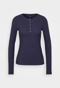 ONLY Tall ONLLINEA O NECK BUTTON - Long sleeved top - night sky melange
