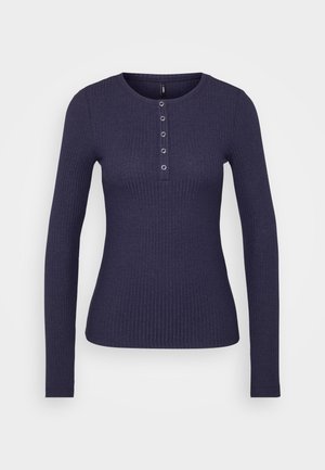 ONLY Tall ONLLINEA O NECK BUTTON - Long sleeved top - night sky melange