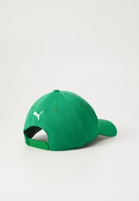 Cappellino da baseball verde realizzato in tessuto testurizzato. Presenta una visiera curva, una fibbia regolabile sul retro e un logo bianco sul lato.