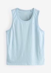 Lysblå bomulds tanktop med rund halsudskæring, ærmeløs design og et lille broderet logo på brystet. Glat tekstur og regular fit.