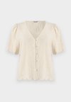 OBJSANNE 2/4 LO V-NECK TOP NOOS - Blouse - sandshell