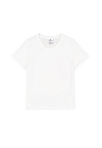 Witte katoenen t-shirt met een ronde hals, korte mouwen en een iets losse pasvorm. Eenvoudig ontwerp, geen zichtbare patronen of accenten.