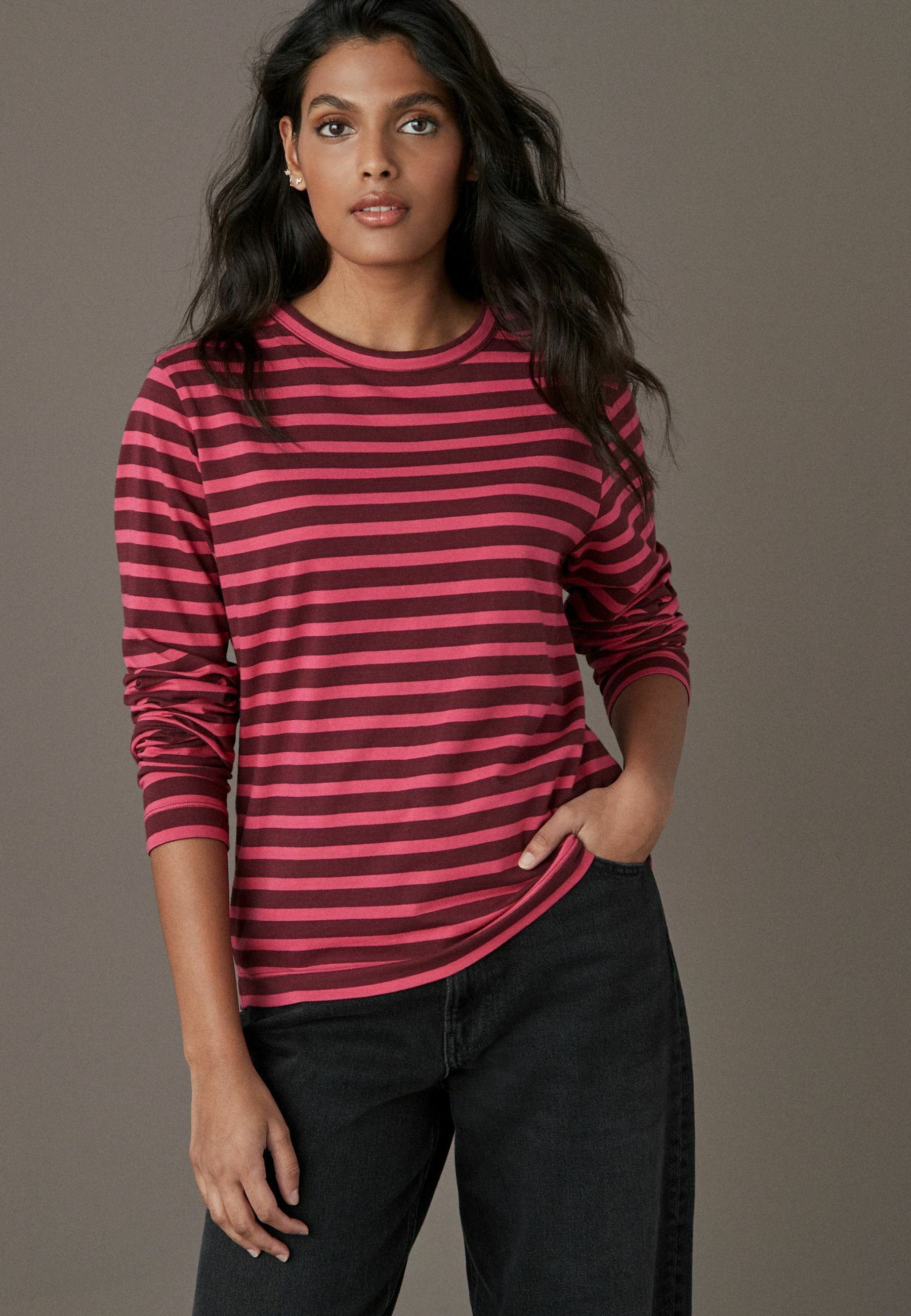Rib Shirt met Kant Zijde Katoen Lange Mouw Kokon Zwo Maat Small Kleur