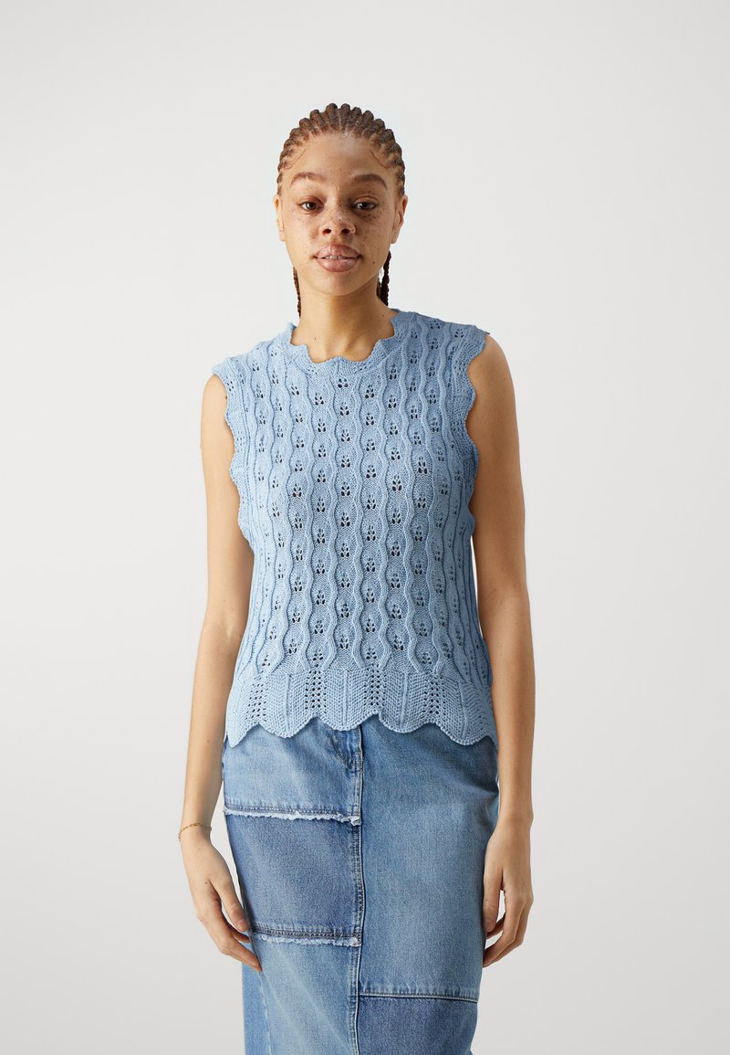Only - Onlcharis Life Sl Tie Neck Top Cc - 4910877 Light Blue Denim