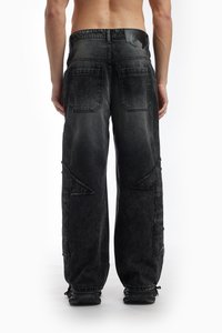 FAVELA FABRIC PATCH UNISEX - Ohlapne kavbojke - black washed