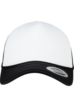Mustvalge kork struktureeritud disainiga. Valge esipaneel, must visiit ja reguleeritav snapback sulg. Sile kangastekstuuri.