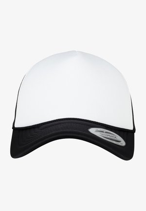 Mustvalge kork struktureeritud disainiga. Valge esipaneel, must visiit ja reguleeritav snapback sulg. Sile kangastekstuuri.