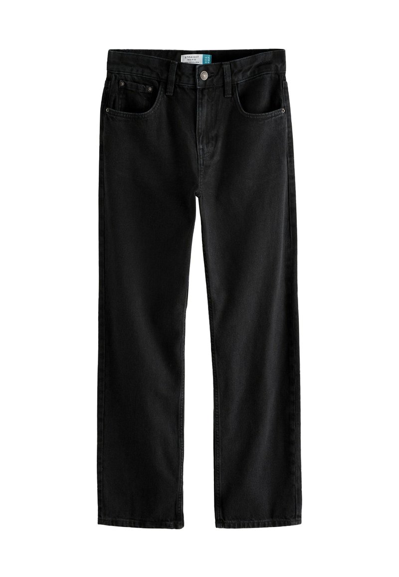 Jeans neri a gamba dritta realizzati in denim, con cinque tasche, chiusura con bottone e un design classico con dettagli di cucitura minimi.