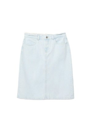Stradivarius, REWORKED DENIM MIDI SKIRT - Jupe trapèze - mottled light blue
