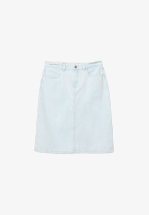 Stradivarius, REWORKED DENIM MIDI SKIRT - Jupe trapèze - mottled light blue