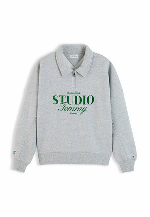 Tommy Hilfiger, TOMMY HILFIGER RELAXED QUARTER-ZIP POLO COLLAR SWEATSHIRT - Felpa - light grey htr