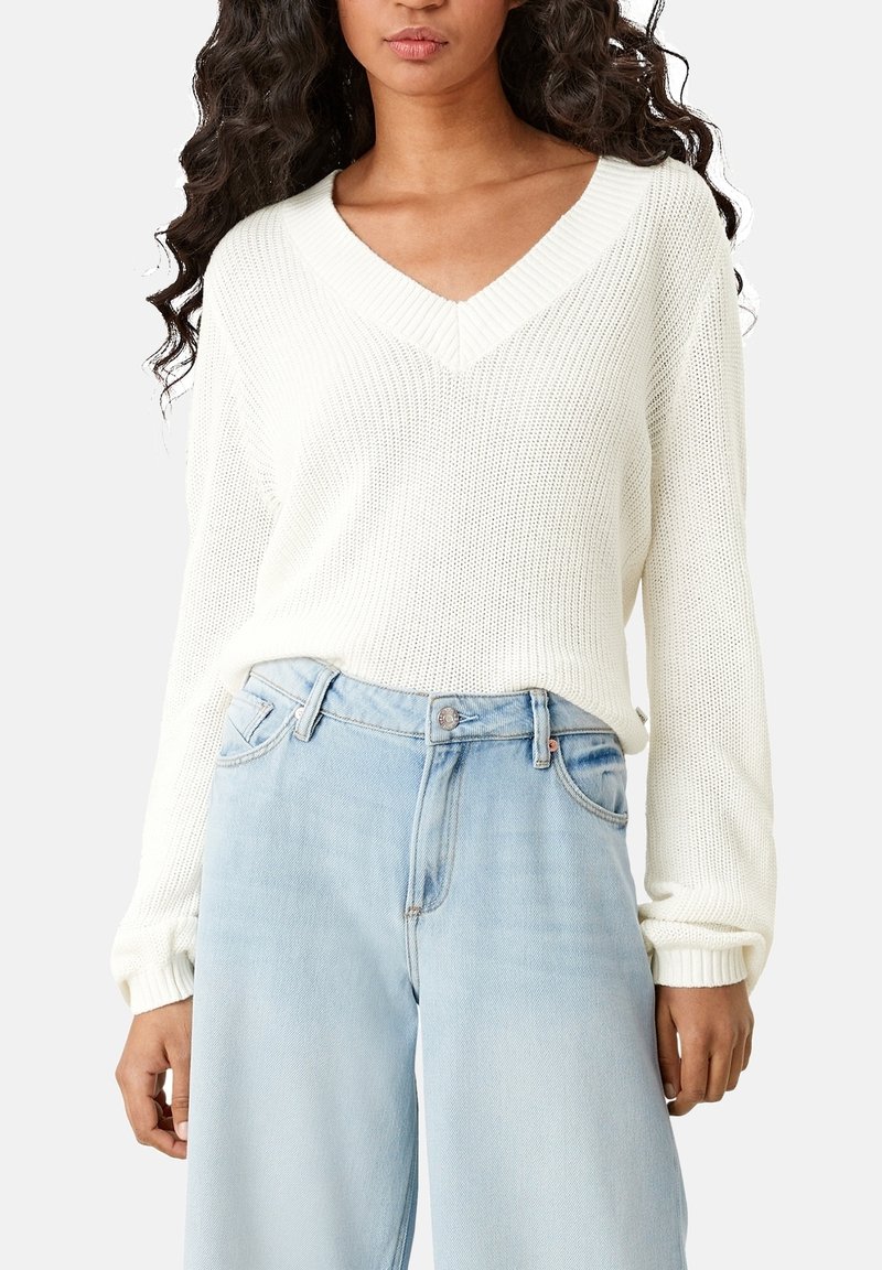 QS Strickpullover - mottled light grey