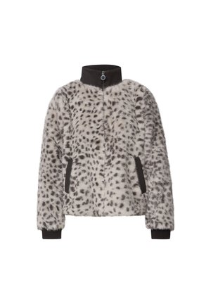 Street One, FAUX FUR JACKET WITH ANIMAL PRINT - Veste d'hiver - black coffee
