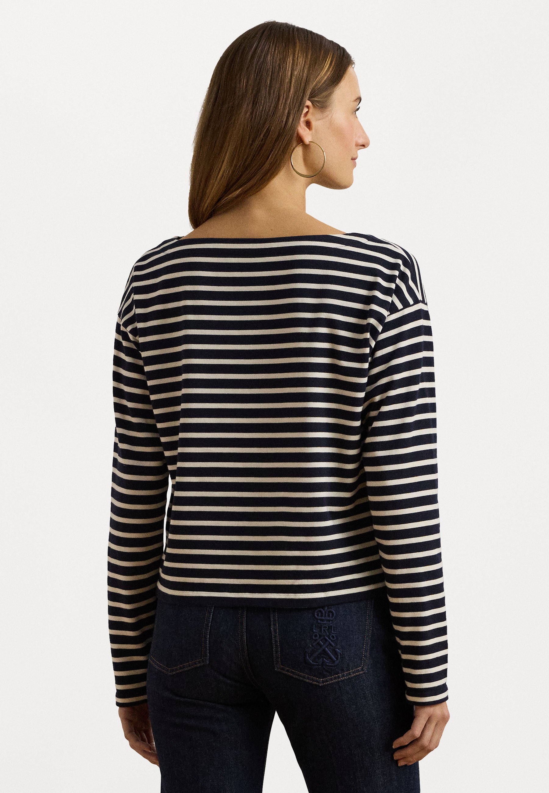 売れ筋商品|||ラルフローレン Tシャツ レディース トップス RONLEE LONG SLEEVE - Long sleeved top - navy/mascarpone cream Lauren Ralph Lauren RONLEE LONG SLEEVE - Long sleeved top