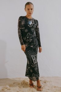 Never Fully Dressed - MONO PALMA DRESS - Maxikjole - black/white Miniatyrbilde 1