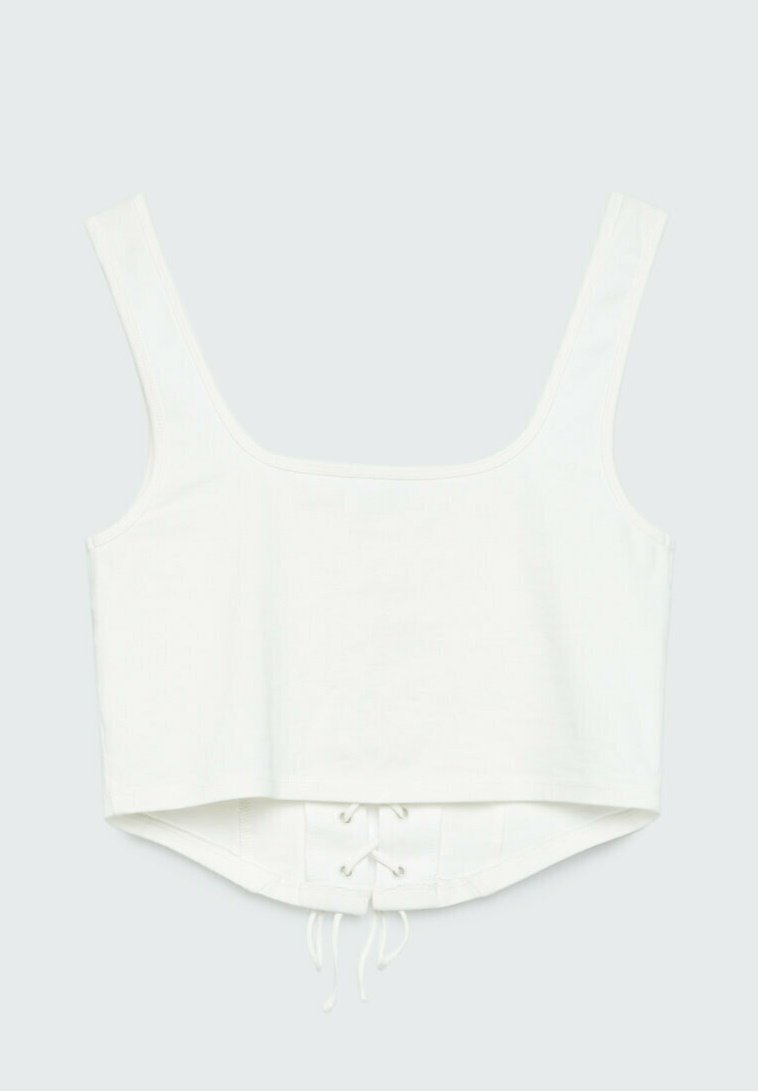 Damen T-Shirts | Stradivarius CORSAGE MIT SCHNÜRUNG Top off white/offwhite - TM17704 Damen T-Shirts | Stradivarius CORSAGE MIT SCHNÜRUNG Top off white/offwhite - TM17704