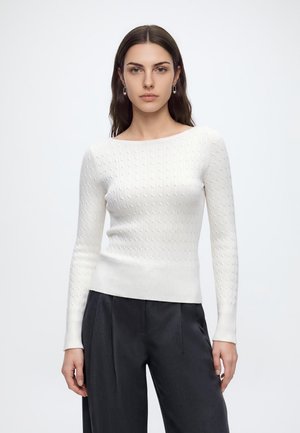 Hollister Co., CABLE SLASH NECK SWEATER - Pullover - 101