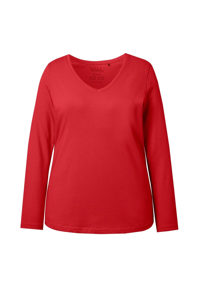 Ulla Popken LANGARM BASIC V-AUSSCHNITT Strickpullover salsa