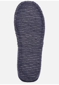Dark blue textured sole with wavy grooves, made from rubber-like material, featuring rounded edges and a non-slip surface.
