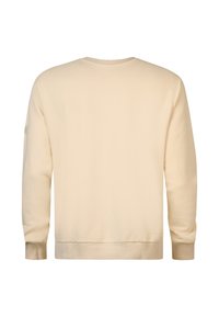 Crème-kleurige sweatshirt, gemaakt van zachte stof, met lange mouwen, een ronde ribkraag en rib gebreide manchetten en zoom. Geen patronen.