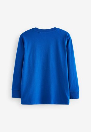 Långärmad t-shirt med rund hals i klarblå bomull. Har ribbade muddar och en mjuk ytstruktur, utan synliga mönster eller accenter.