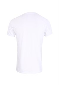 Hvid bomuld t-shirt med korte ærmer, rund hals og standard pasform. Glat tekstur uden synlige mønstre eller detaljer.