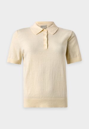 GANT, LIGHT KNIT SS RUGGER - Πόλο - cream