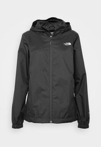 Czarna, wodoodporna kurtka wykonana z lekkiego materiału. Posiada kaptur, zamek błyskawiczny oraz elastyczne mankiety. Na piersi znajduje się logo The North Face.