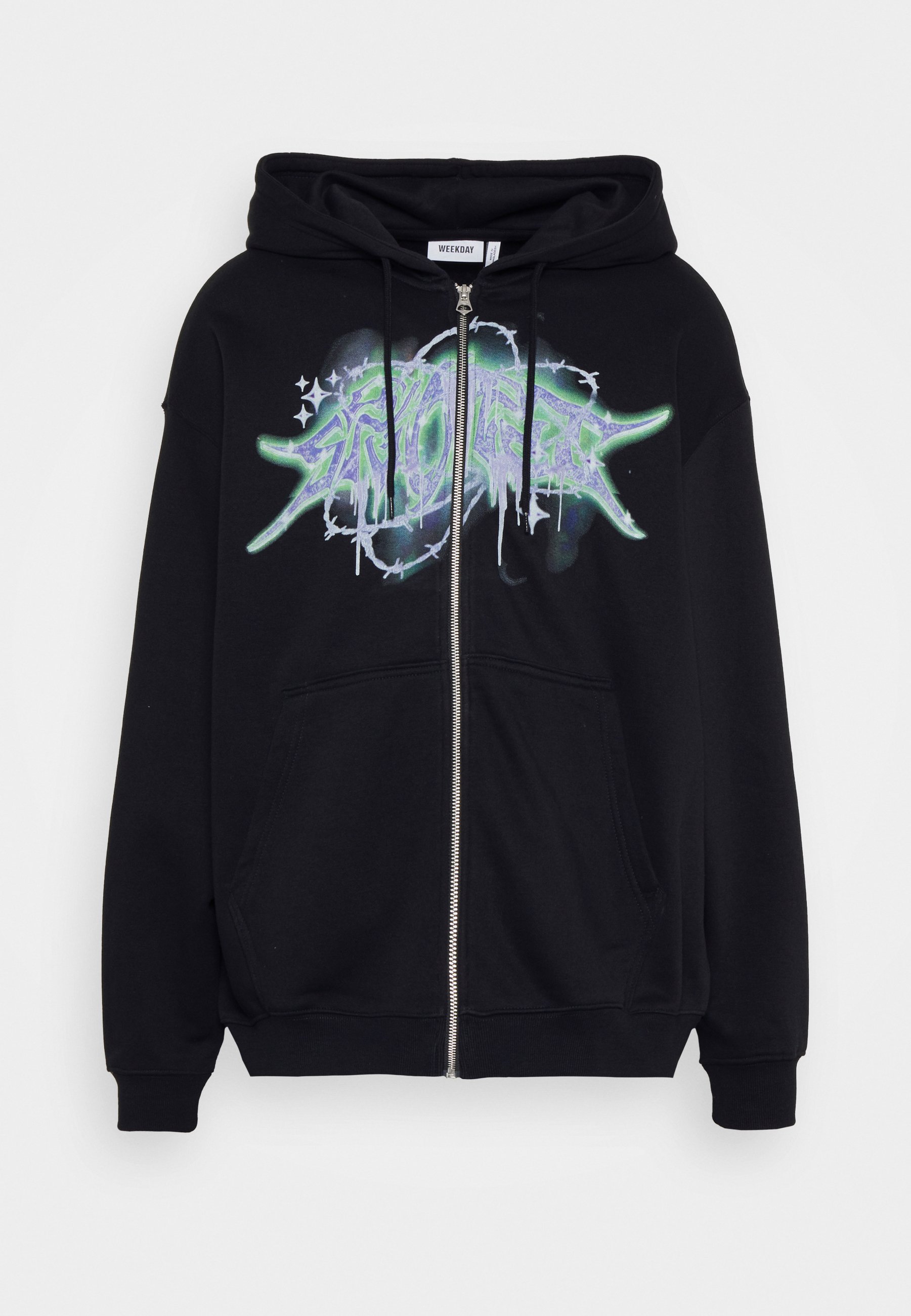 Weekday OVERSIZED ZIP HOODIE UNISEX - Zip-up sweatshirt - black - Zalando.de