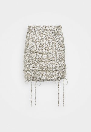 RUCHED MINI SKIRT WITH FRONT TIE DETAILS - Minirok - linear floral