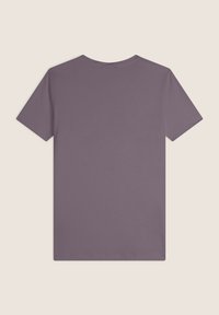 T-shirt à manches courtes de couleur violet pâle, en tissu cotonnade lisse. Design simple avec encolure ras du cou et sans motifs ni accents visibles.