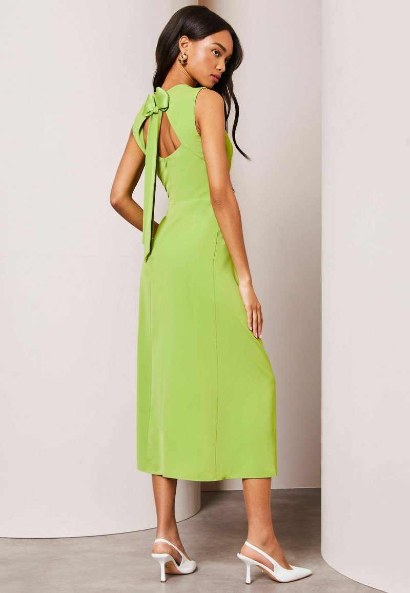 lipsy london green dress DRAPE FRONT RUCHED MIDI OFF SUMMER THE BODY - Day - vendor sale ava