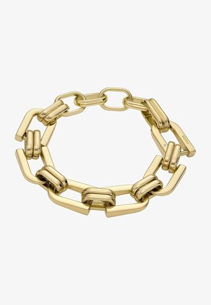 Bracelet à maillons épais doré avec des maillons rectangulaires et bouclés, doté d'un fermoir gravé "Fossil".