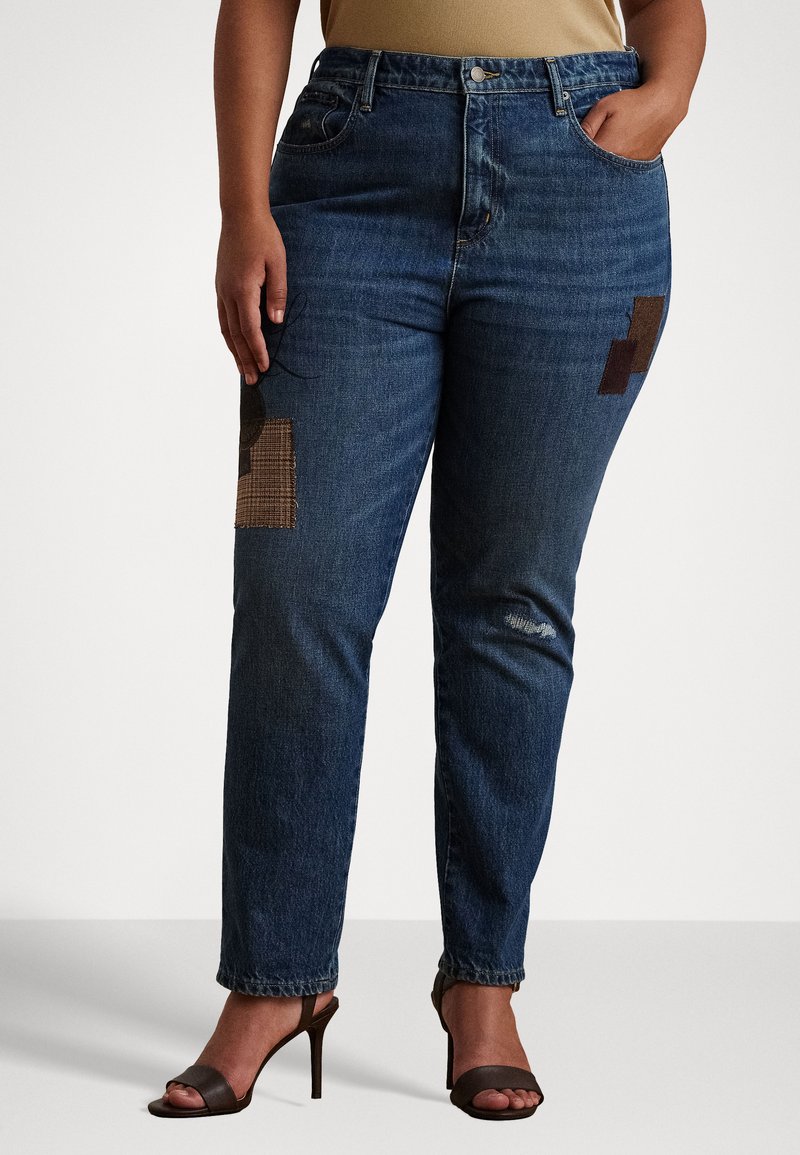 Lauren Ralph Lauren Woman PATCHWORK BOYFRIEND TAPERED ANKLE JEAN - Mom Jeans - harvest wash
