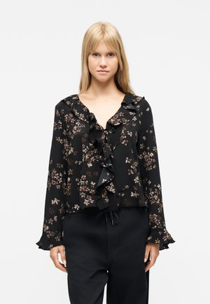RUFFLE - Blúzka so zapínaním na gombíky - black