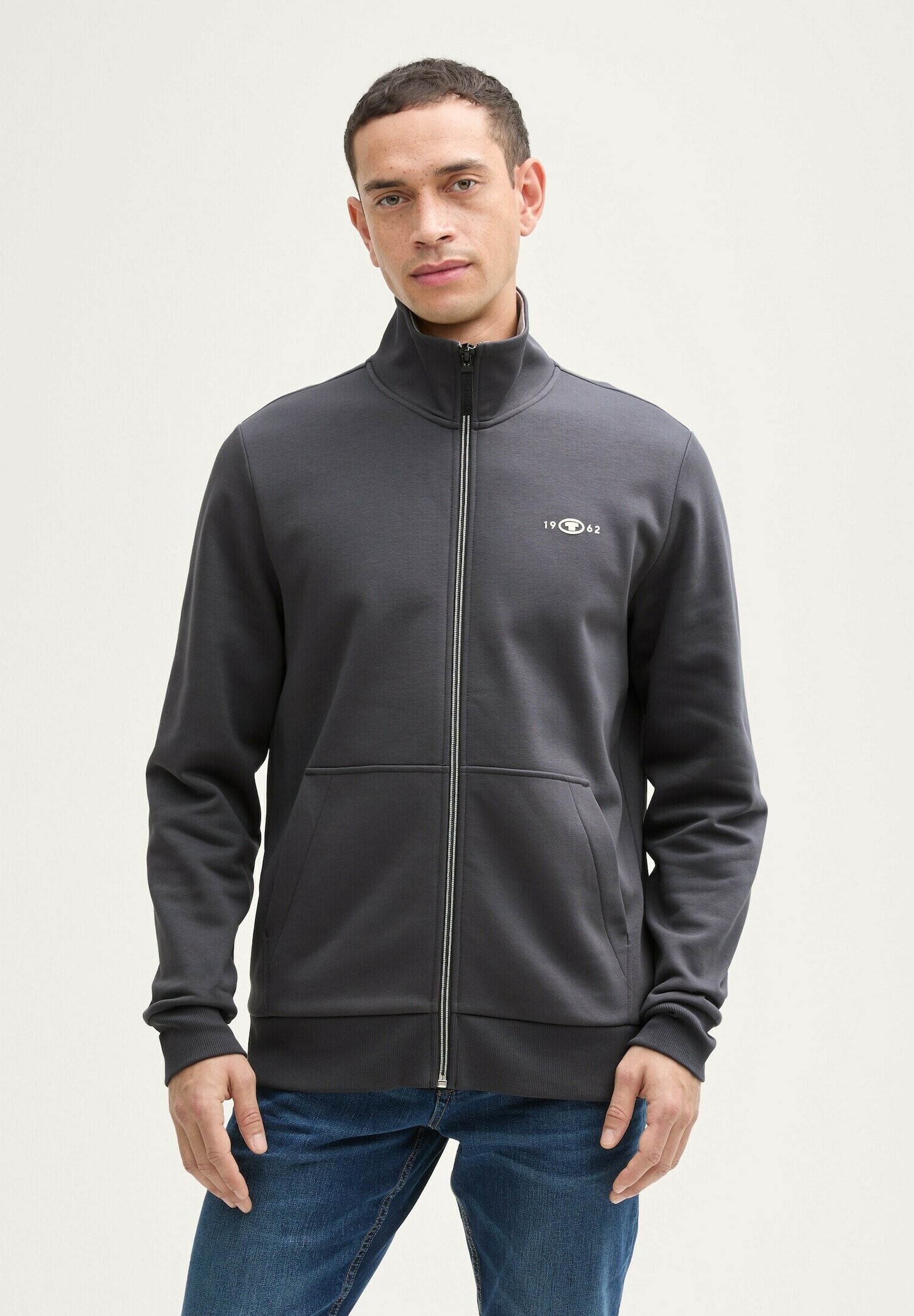 TOM TAILOR STAND-UP SWEAT JACKET Sweatjacke tarmac grey/grau
