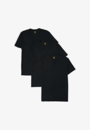 OVS, 3 PACK V NECK T SHIRTS - Unterhemd/-shirt - black