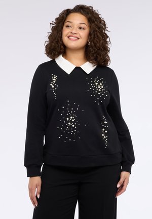 CON COLLETTO E PERLE - Sweatshirt - nero
