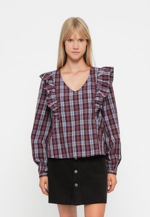 JDYDOLLY CHECK - Blouse - fig/black/total eclipse