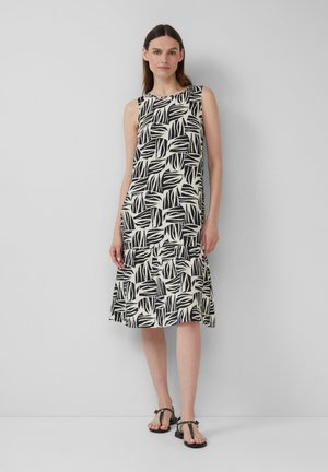 s.Oliver MIDI AUS STRUKTURIERTEM MIT ALL-OVER-PRINT - Jurk - schwarz