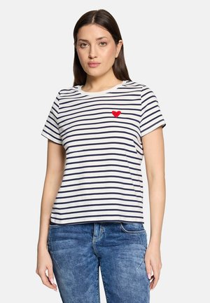 MIT RUNDHALSAUSSCHNITT KURZARM - T-Shirt print - weiß/dunkelblau