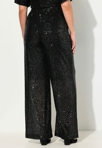 Ulla Popken WIDE LEG SEQUINED - Kalhoty - black