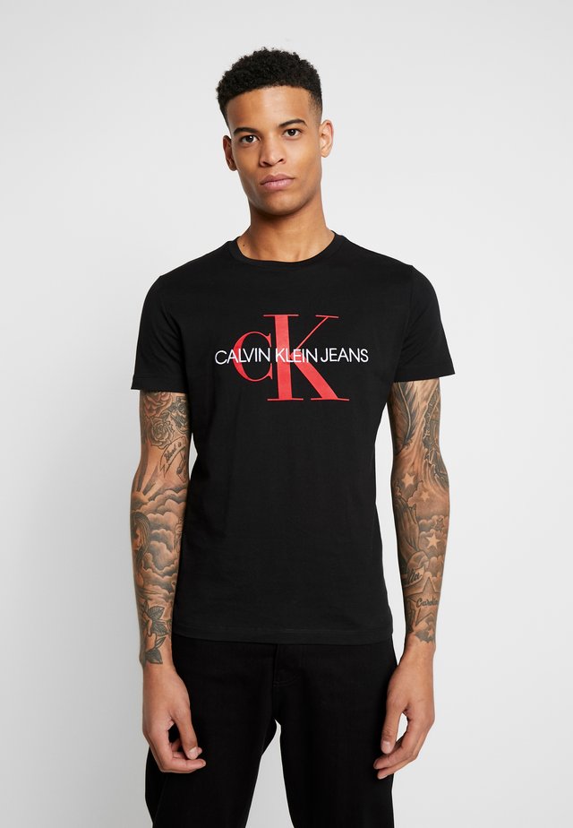 MONOGRAM LOGO SLIM TEE - T-shirt print - black/racing red