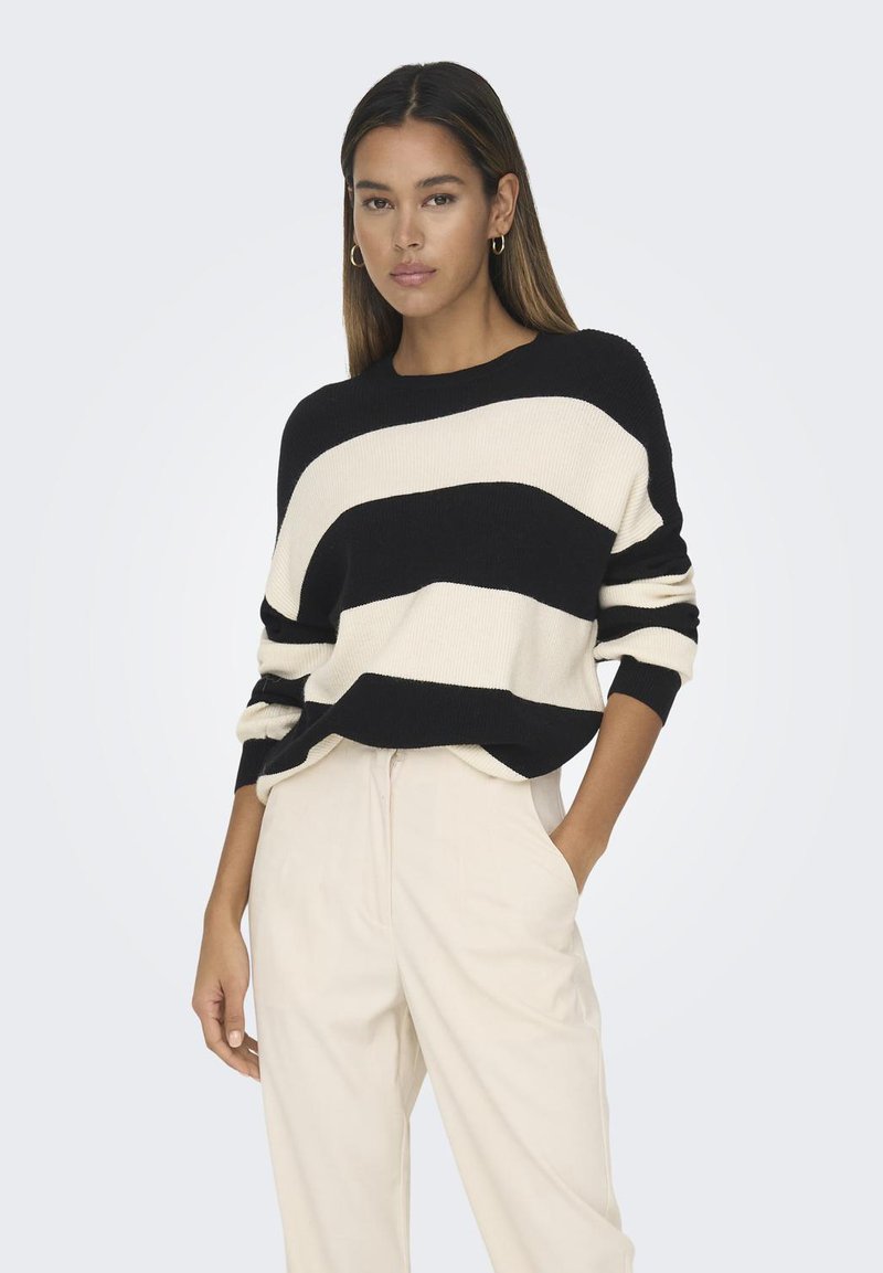 Sia Ls Knit Pullover Black Stripe White